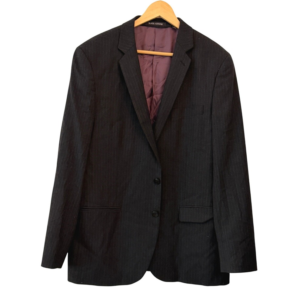 Slate & Stone The Halkin Blazer Mens 44R Grey Excellent Pinstripe Modern Fit